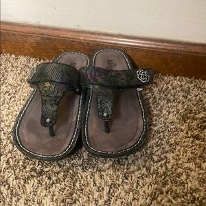 Alegria Women's Black and Iridescent Sandals